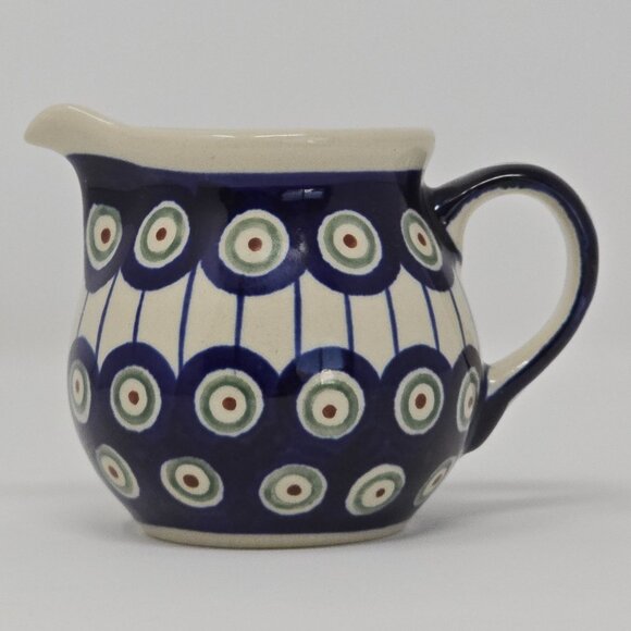 Polish Boleslawiec Mini Creamer Pitcher Hand Made Peacock Eye Pattern Stoneware - Picture 2 of 12